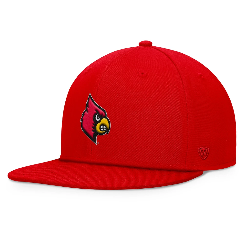 Casquette Snapback fondamentale Top of the World rouge des Cardinals de Louisville pour hommes