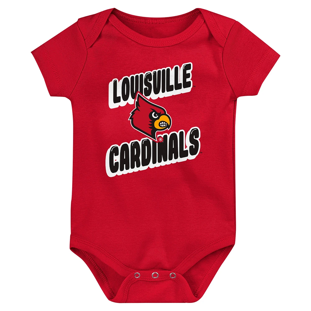 Newborn Red Louisville Cardinals Sunday Comics 3-Pack Bodysuit Set