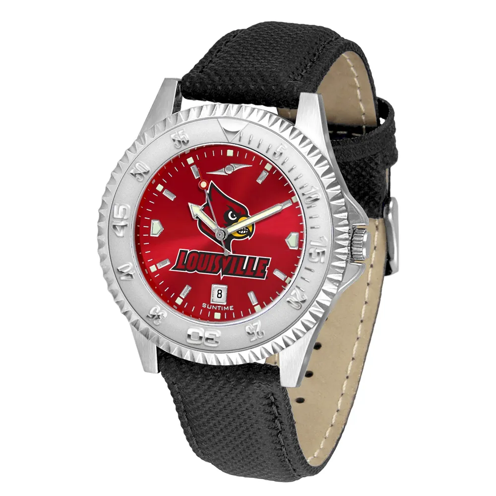 Lids Louisville Cardinals Stainless Steel Leather Band Watch