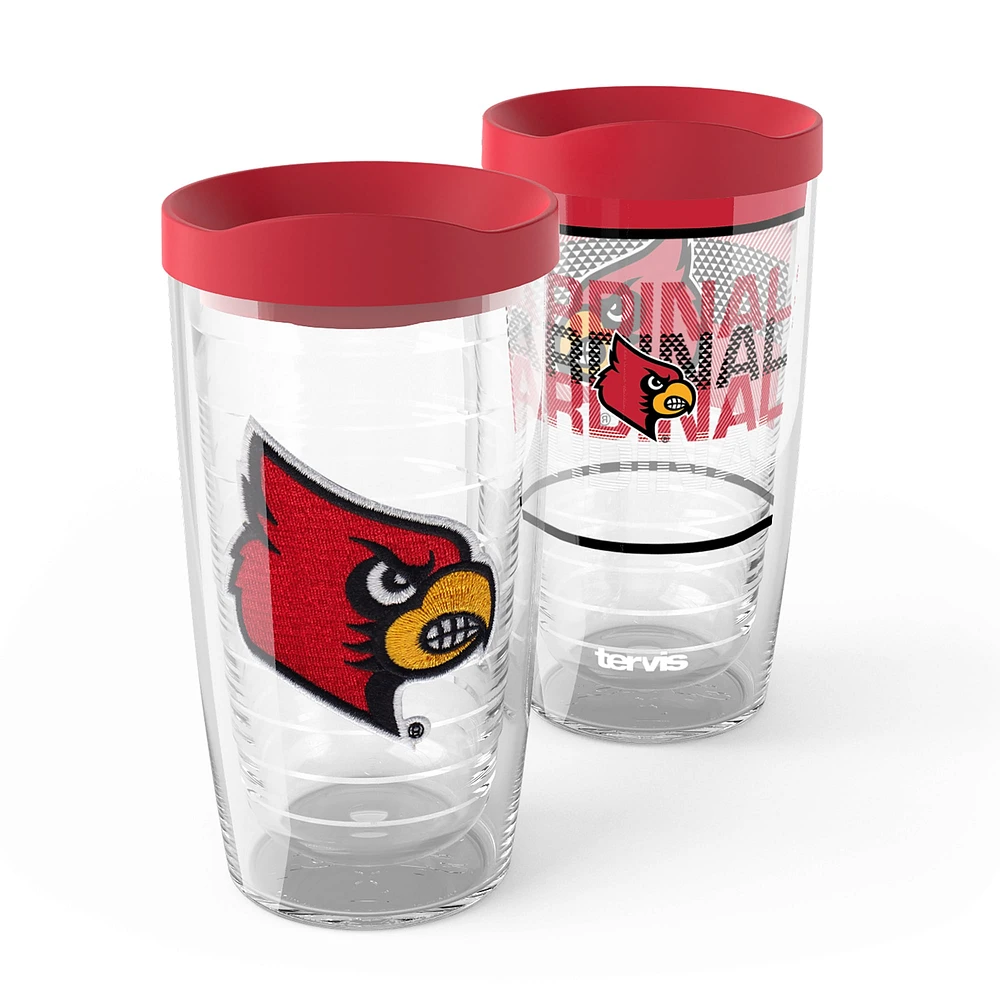 Tervis Louisville Cardinals, paquet de 2, 16 oz. Ensemble de gobelets concurrents et emblèmes