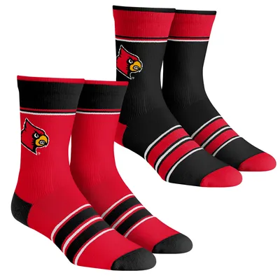 Louisville Cardinals Rock Em Socks Unisex Multi-Stripe 2-Pack Team Crew Sock Set
