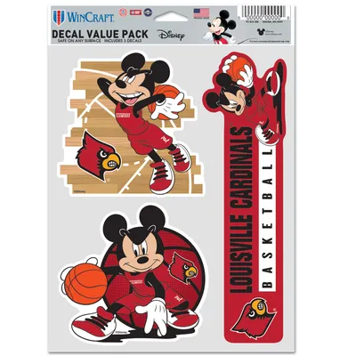Louisville Cardinals WinCraft Disney Mickey Mouse Team 3-Pack Decal Set