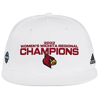 Women's adidas White Louisville Cardinals 2022 NCAA Women's Basketball Tournament March Madness Final Four Regional Champions Locker Room Adjustable Hat