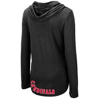 Women's Colosseum Black Louisville Cardinals My Lover Lightweight Hooded Long Sleeve T-Shirt