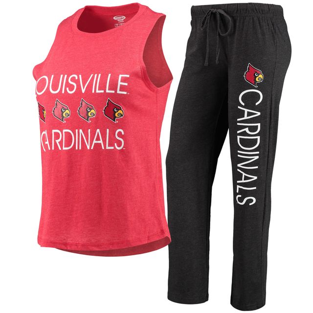 Concepts Sport Ensemble de nuit avec débardeur et pantalon Louisville Cardinals Noir/Rouge pour femme