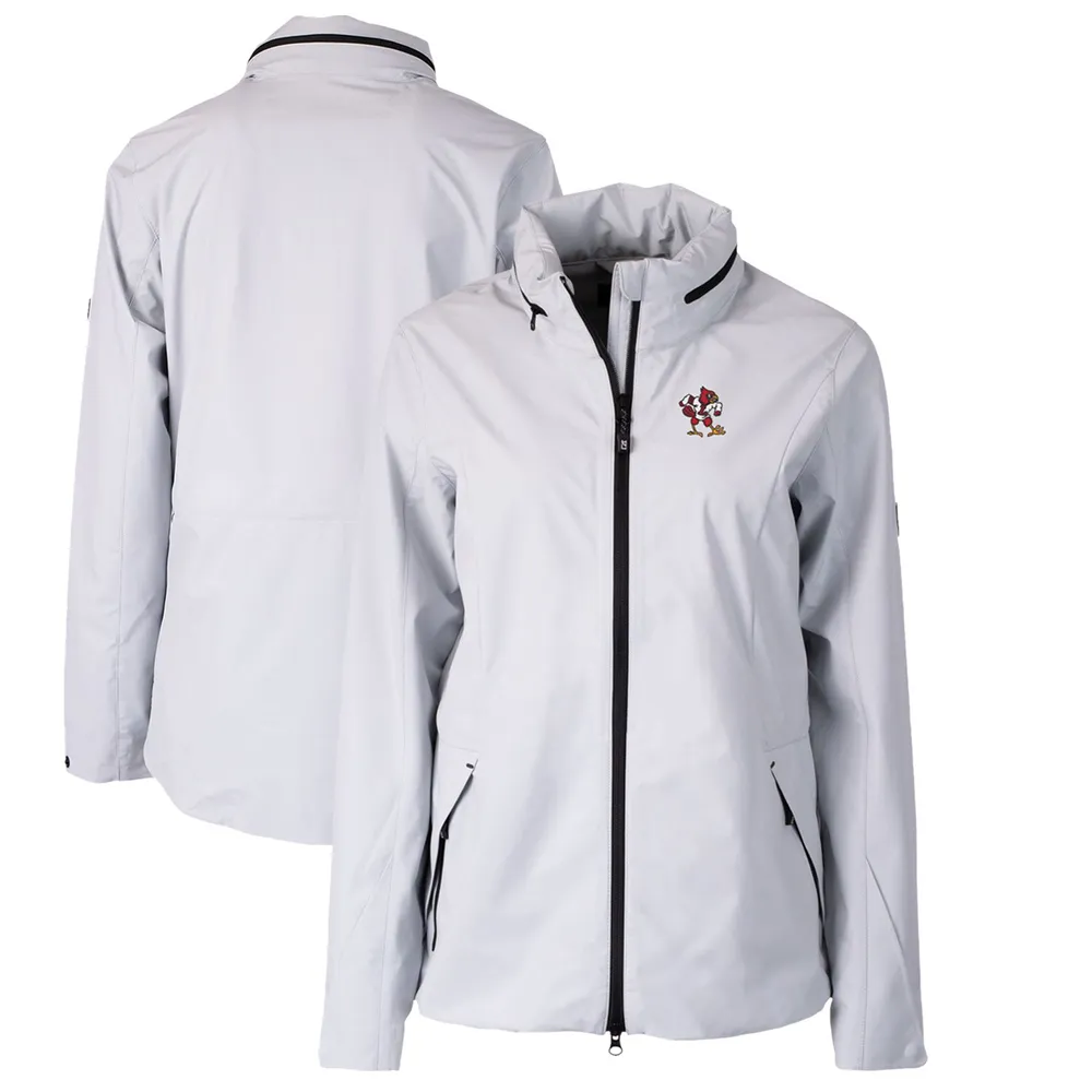 Women's Cutter & Buck Gray Louisville Cardinals Vault Navigate Softshell  Full-Zip Jacket
