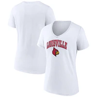 T-shirt à col en V blanc pour femme Fanatics Louisville Cardinals Campus