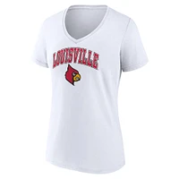 T-shirt à col en V blanc pour femme Fanatics Louisville Cardinals Campus