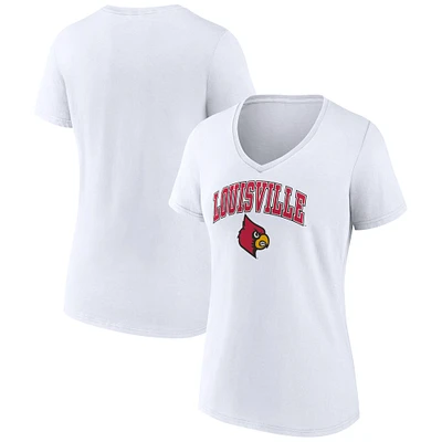 Women's Fanatics White Louisville Cardinals Campus V-Neck T-Shirt