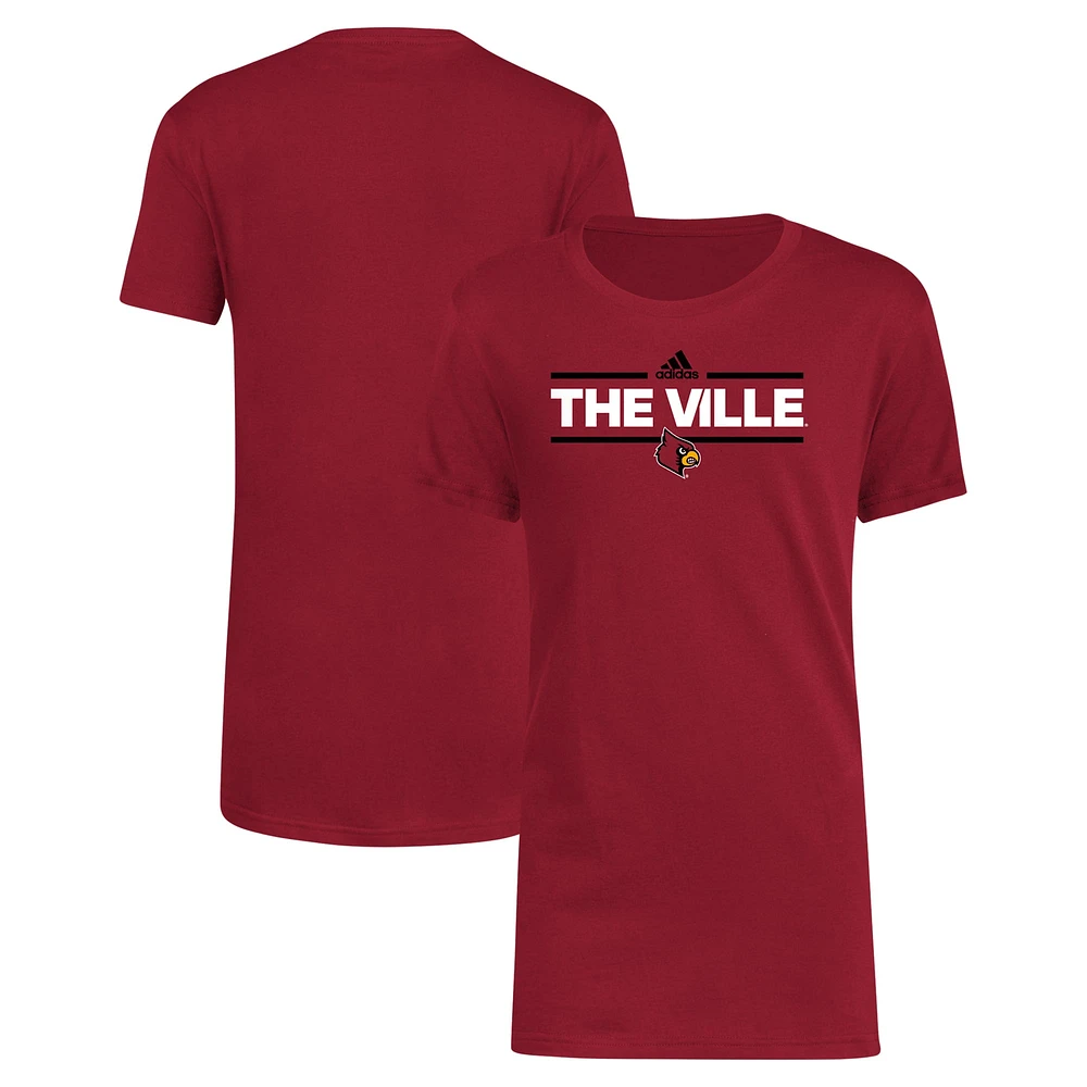 T-shirt adidas rouge Louisville Cardinals Basic Dassler pour jeunes