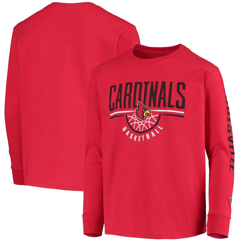 Youth Champion Red Louisville Cardinals Basketball Long Sleeve T-Shirt