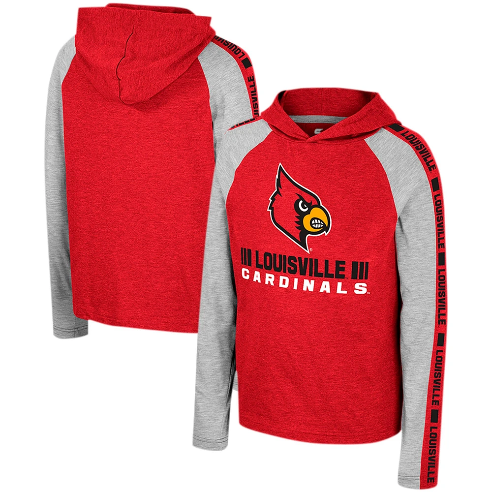 Youth Colosseum Red Louisville Cardinals Ned Raglan Long Sleeve Hooded T-Shirt