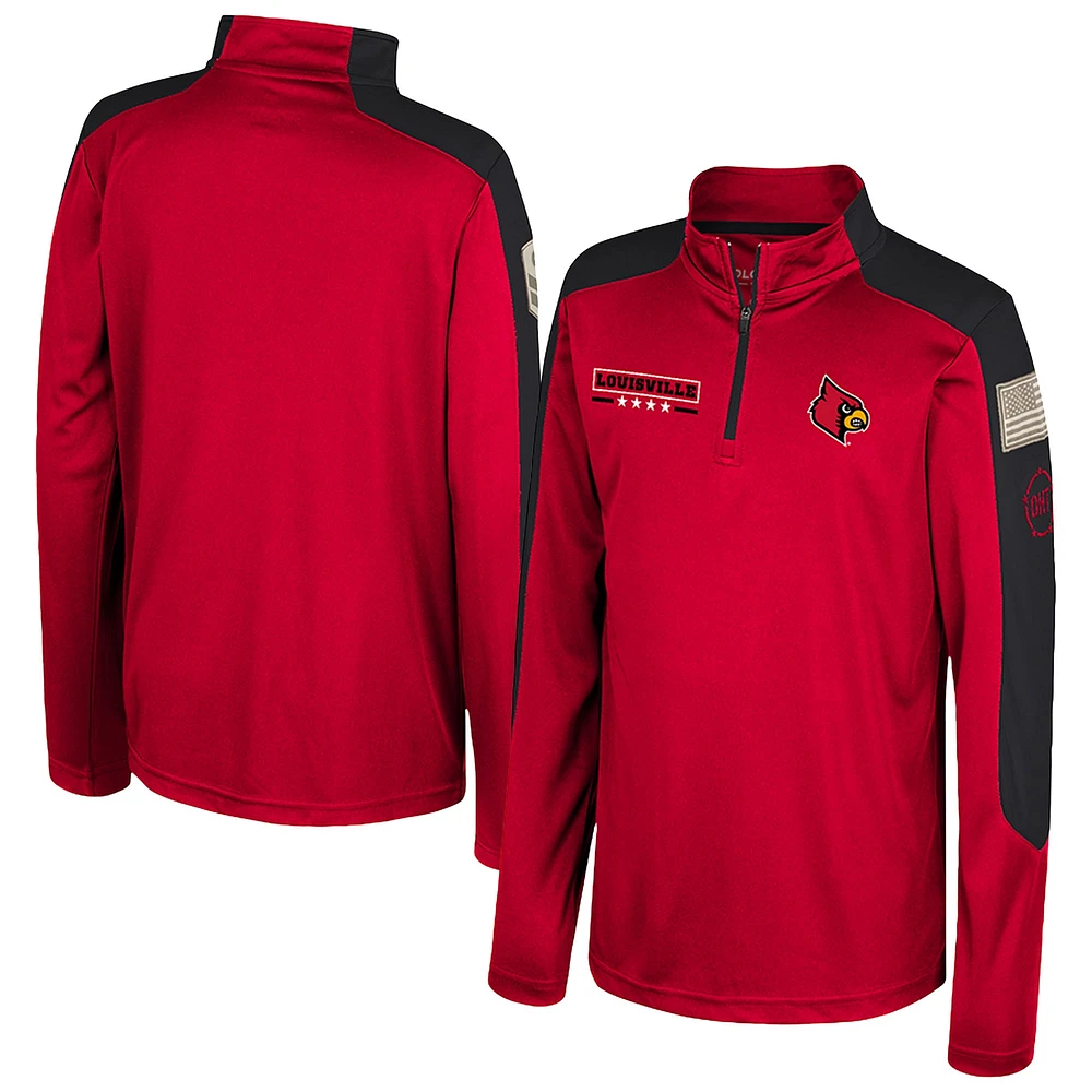 Youth Colosseum  Red Louisville Cardinals OHT Military Appreciation Cyclone Quarter-Zip Windshirt