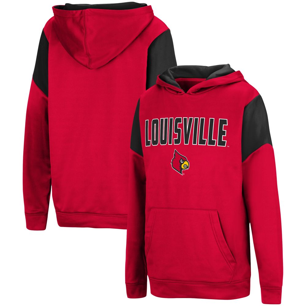 Youth Colosseum Red Louisville Cardinals Dean Slash Stack Pullover Hoodie