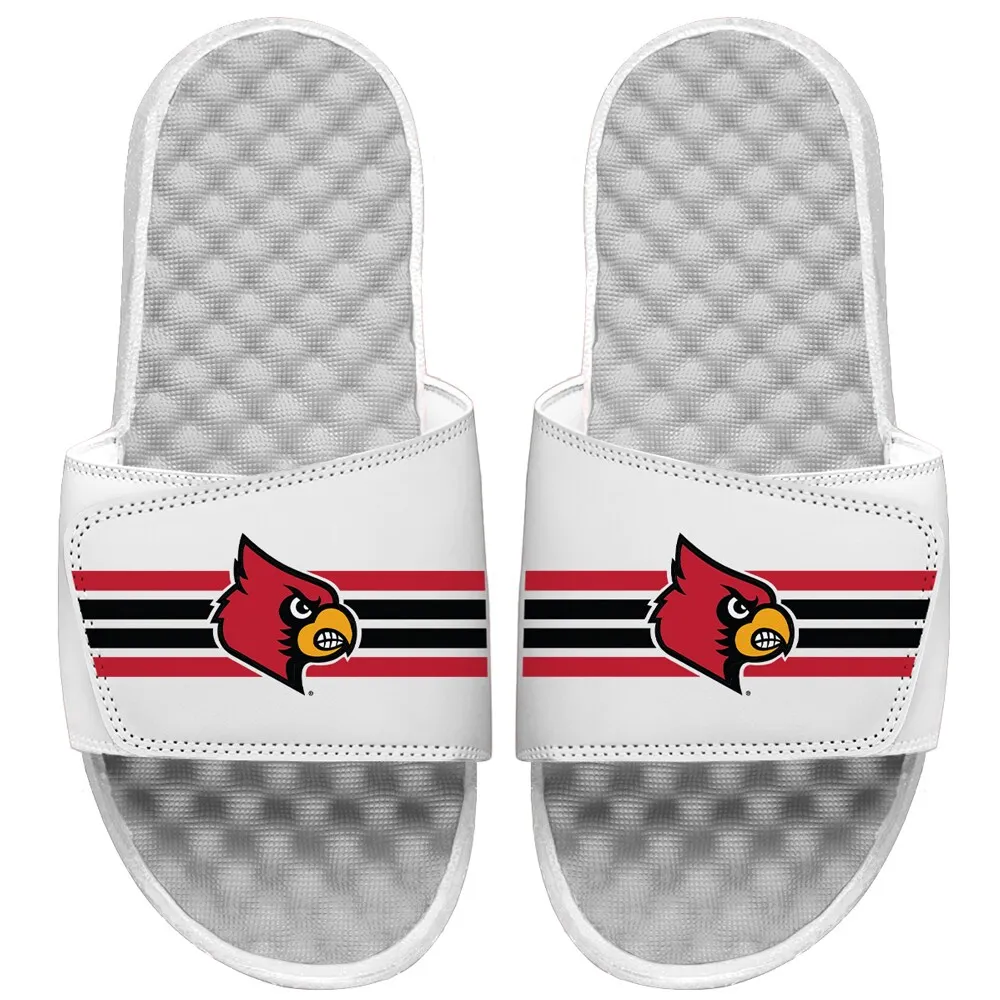 Lids Louisville Cardinals ISlide Youth Varsity Stripes Slide Sandals -  White