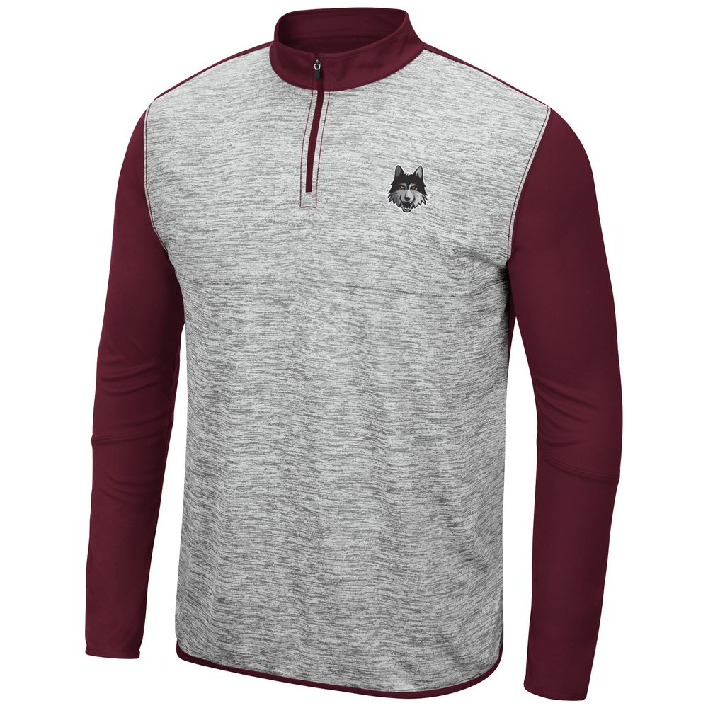 Men's Colosseum Heather Gray/Maroon Loyola Chicago Ramblers Prospect Quarter-Zip Jacket