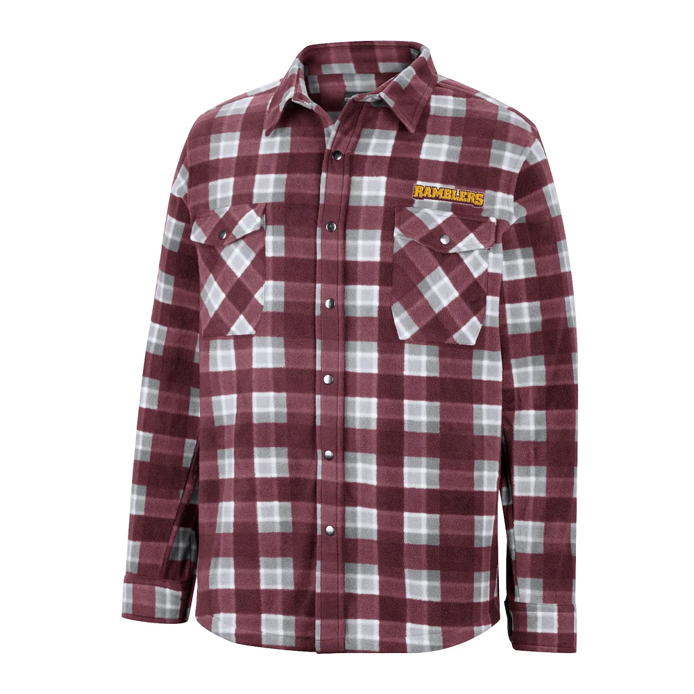 Men's Colosseum Maroon/White Loyola Chicago Ramblers Ellis Plaid Full-Snap Shirt Jacket