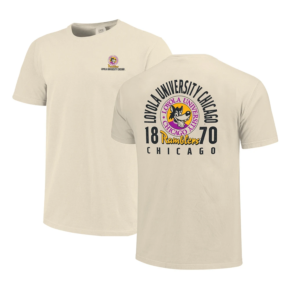T-shirt crème pour homme avec logo mascotte des Chicago Ramblers de Loyola