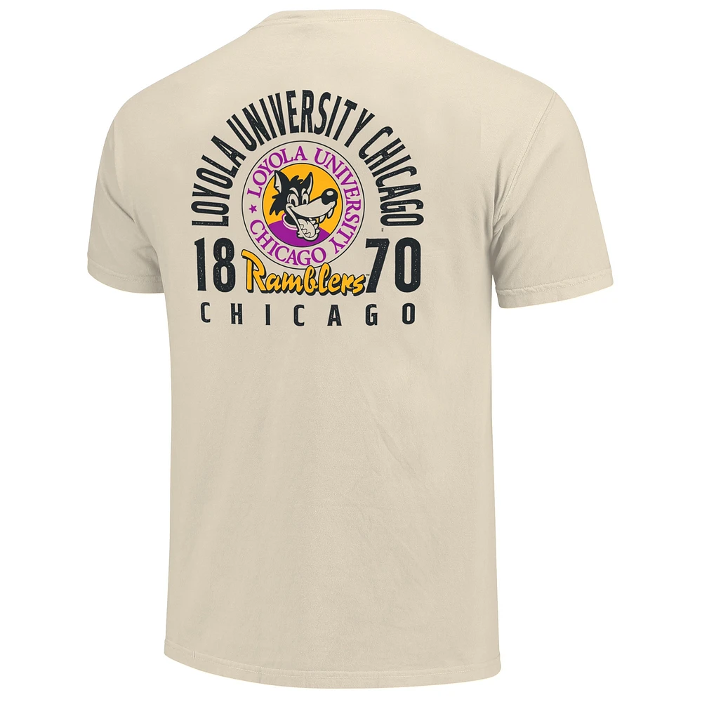 T-shirt crème pour homme avec logo mascotte des Chicago Ramblers de Loyola