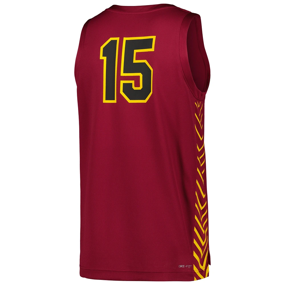 Men's Nike #15 Maroon Loyola Chicago Ramblers Replica Basketball Jersey