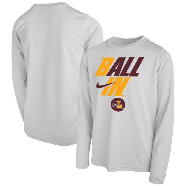 T-shirt à manches longues Nike blanc Loyola Chicago Ramblers Ball Bench pour jeune