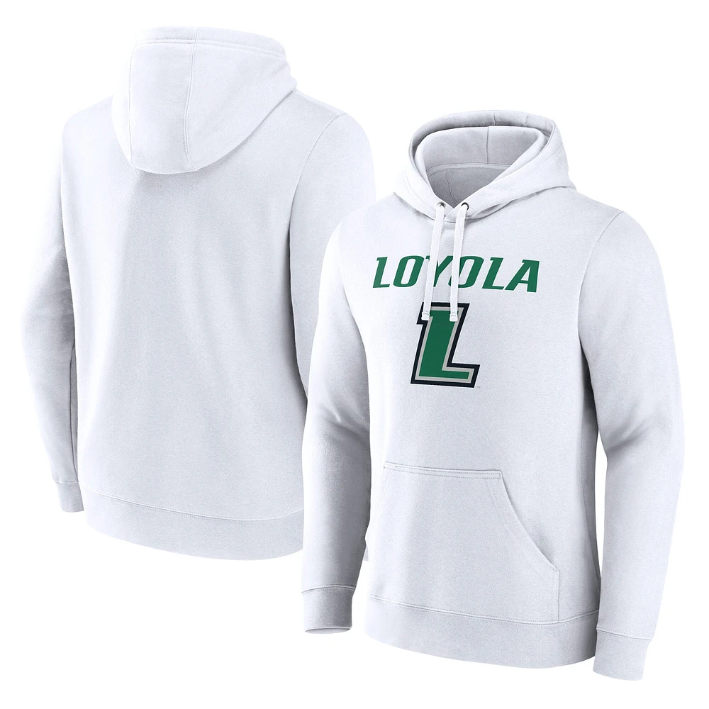 Men's Fanatics  White Loyola Greyhounds Primary Logo Pullover Hoodie