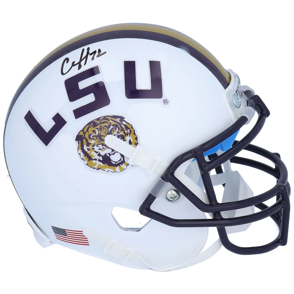 Lids Clyde Edwards-Helaire LSU Tigers Fanatics Authentic Autographed Schutt  White and Gold Mini Helmet