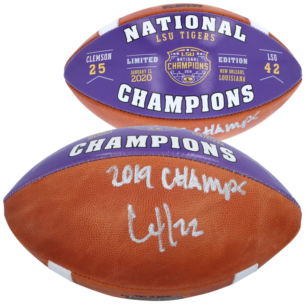 Clyde Edwards-Helaire LSU Tigers Autographed Riddell Speed Authentic Helmet  with 19 Champs Inscription