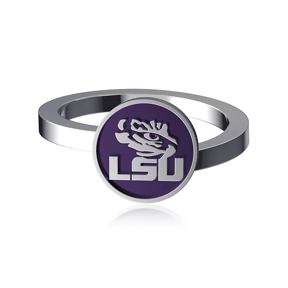 Dayna Designs LSU Tigers Bypass Bague en argent émaillé