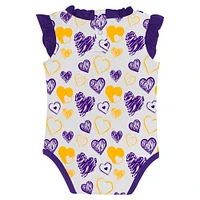 Girls Newborn Purple LSU Tigers Happy Hearts  2-Pack Bodysuit Set