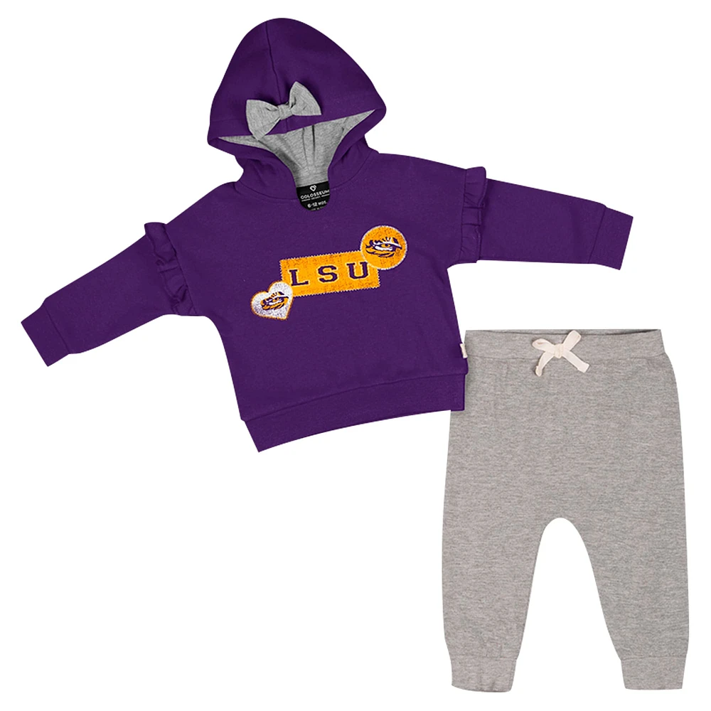 Ensemble sweat à capuche et pantalon en polaire violet LSU Tigers pour bébé fille Colosseum