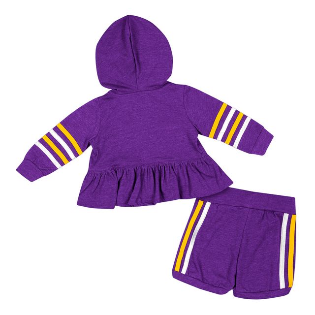 Ensemble sweat à capuche et short entièrement zippé pour fille Colosseum Purple LSU Tigers Spoonful