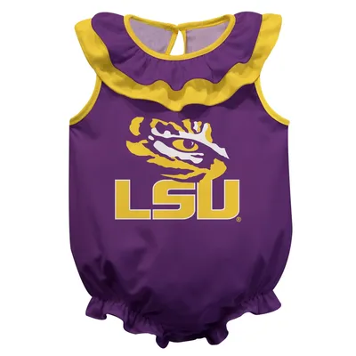 LSU Tigers Girls Infant Sleeveless Ruffle Bodysuit - Purple