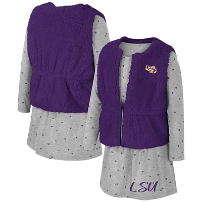 Ensemble gilet et robe Colosseum Purple LSU Tigers Meowing pour filles