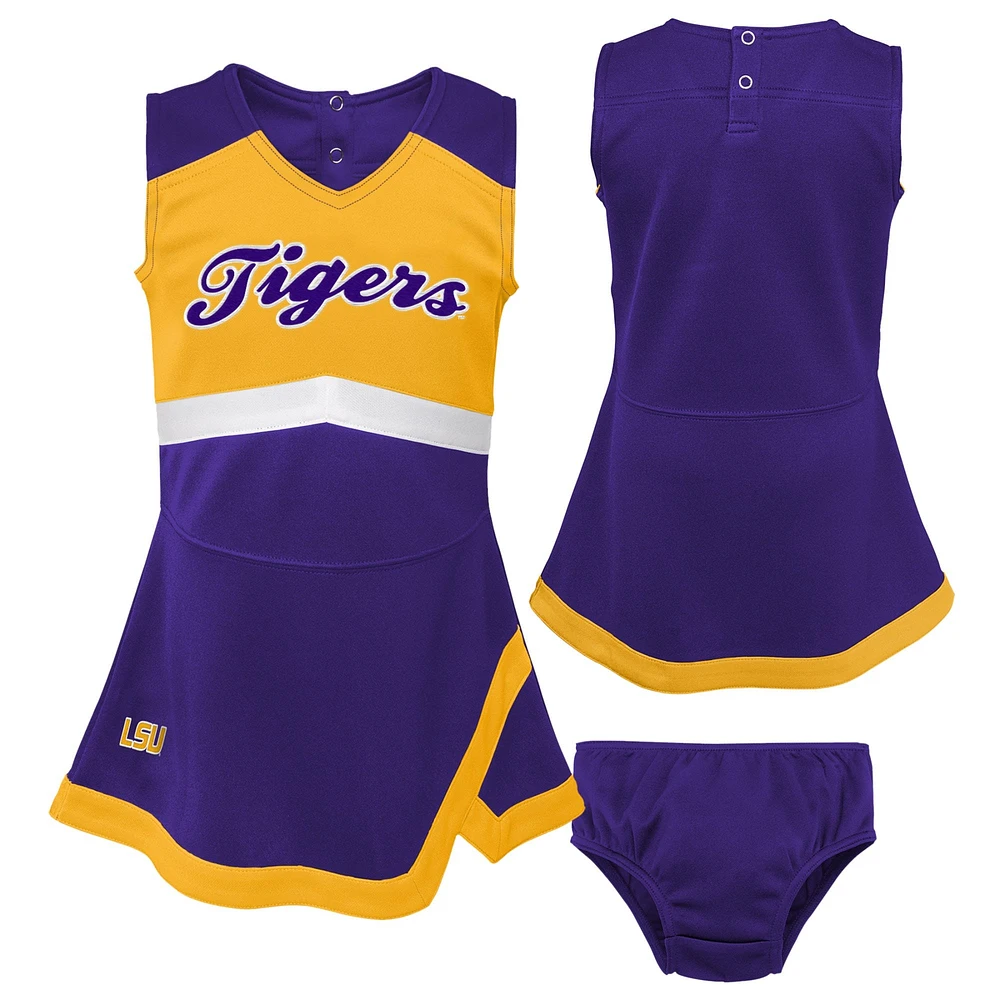 Girls Toddler Purple/Gold LSU Tigers Two-Piece Cheer Captain Jumper Dress & Bloomers Set