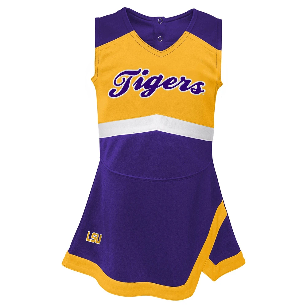 Girls Toddler Purple/Gold LSU Tigers Two-Piece Cheer Captain Jumper Dress & Bloomers Set