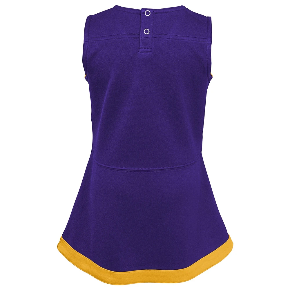 Girls Toddler Purple/Gold LSU Tigers Two-Piece Cheer Captain Jumper Dress & Bloomers Set