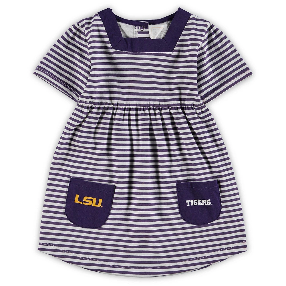 Girls Toddler Purple LSU Tigers Striped Dress with Pockets