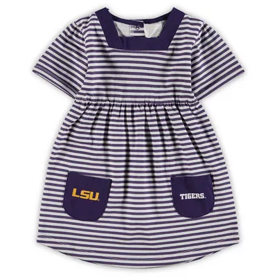 LSU Tigers Girls Toddler Striped Dress with Pockets - Purple