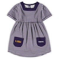 Girls Toddler Purple LSU Tigers Striped Dress with Pockets