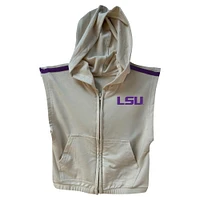 Girls Toddler Wes & Willy Tan LSU Tigers Tri-Blend Sleeveless Full-Zip Hoodie Tiered Skirt Set