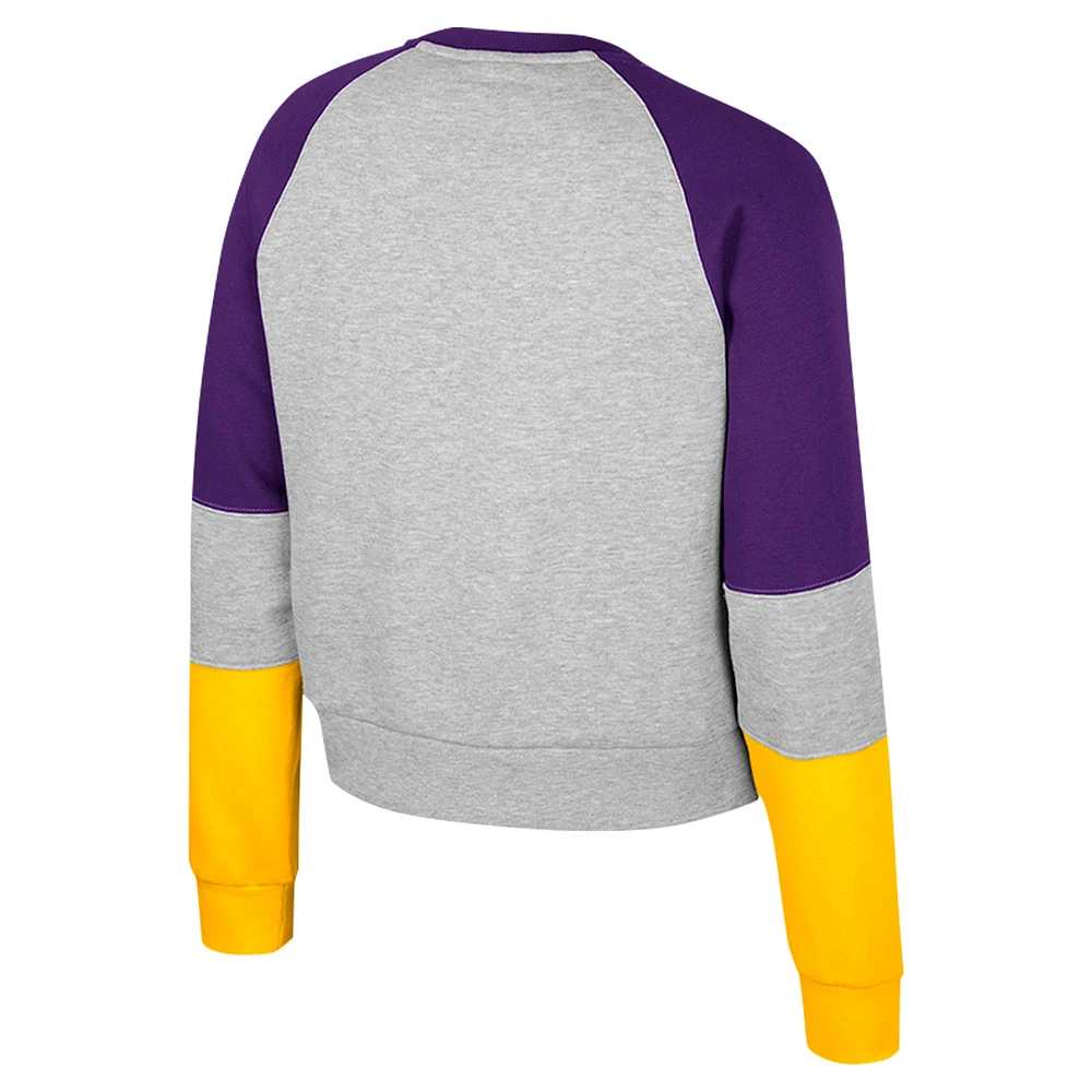 Sweat-shirt à capuche strass Katinka pour filles du Colisée Heather Gray LSU Tigers