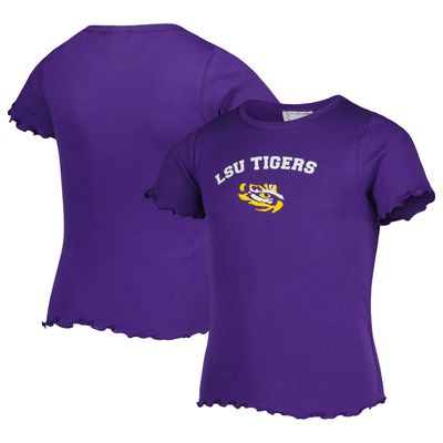 Girls Youth Purple LSU Tigers Lettuce Edge T-Shirt