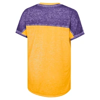 T-shirt col V Dolman à blocs de couleurs violet pour jeunes filles LSU Tigers Up for Anything