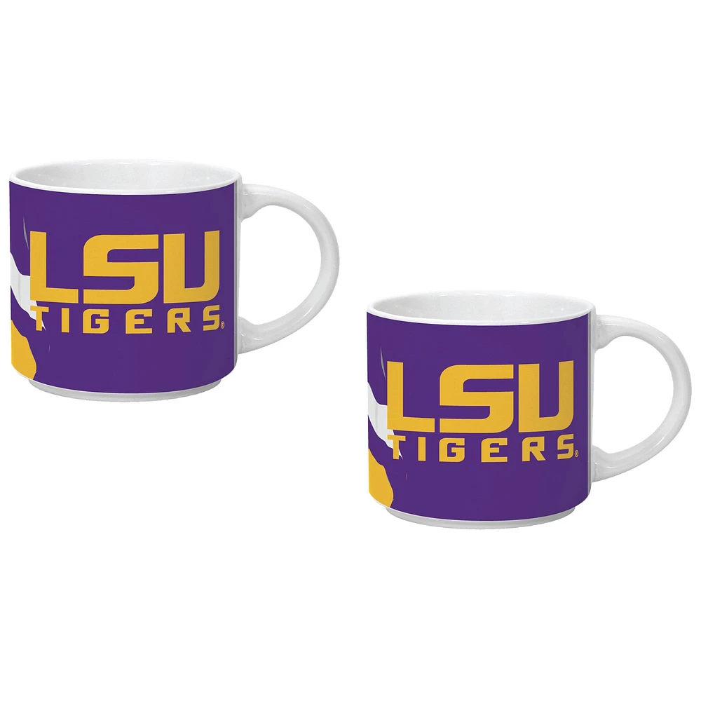 Lot de deux tasses empilables de 14 oz des Tigers de LSU d'Indigo Falls