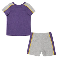 Ensemble t-shirt et short Norman LSU Tigers Colosseum violet/gris chiné pour bébé