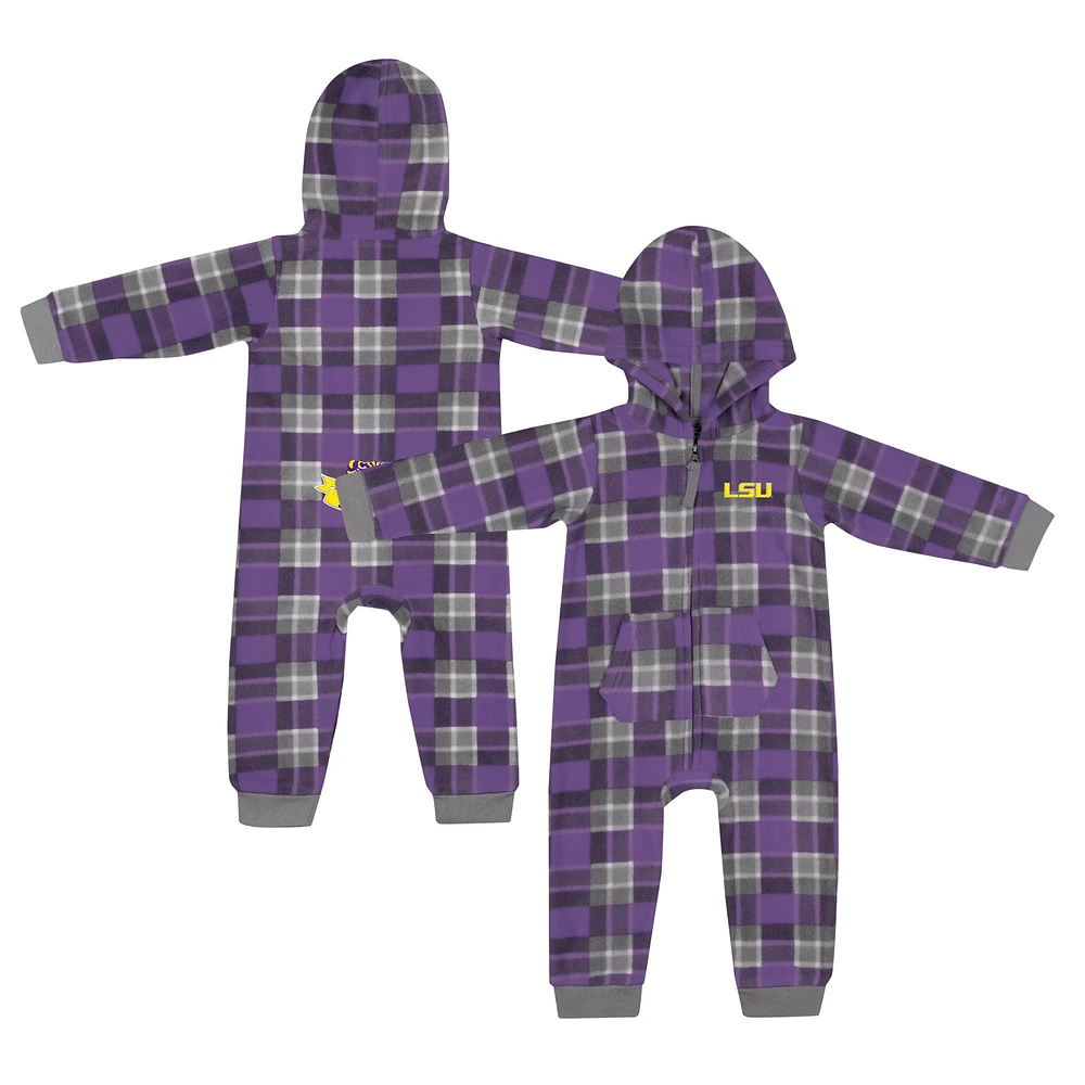 Infant Colosseum  Purple LSU Tigers Full-Zip Plaid Hoodie Long Sleeve Jumper