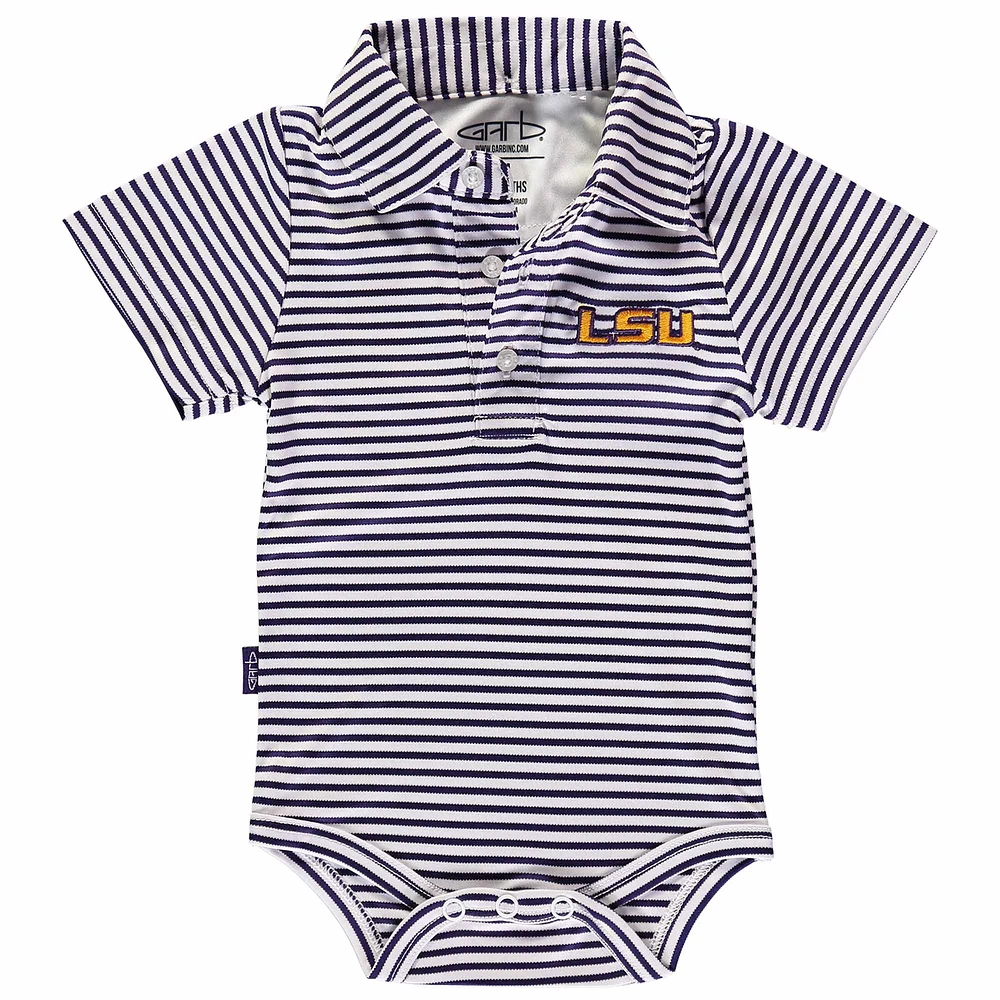 Infant Garb Purple/White LSU Tigers Carson Striped Short Sleeve Bodysuit