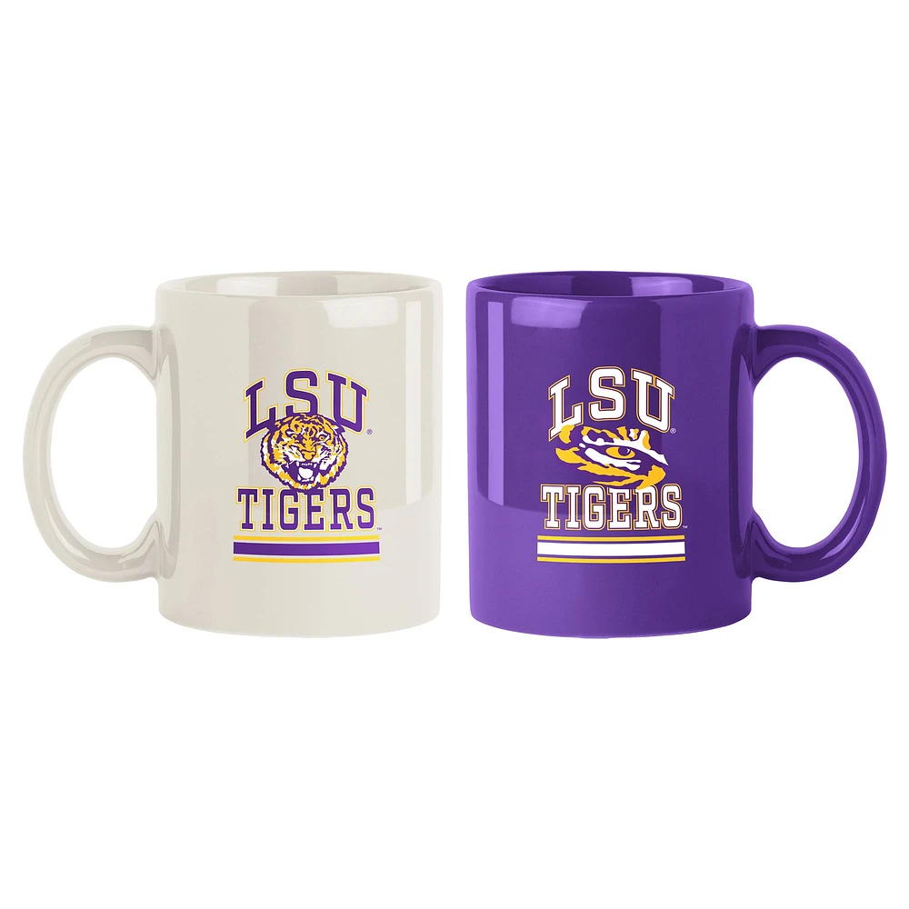 Lot de 2 tasses à logo à carreaux de 15 oz de LSU Tigers