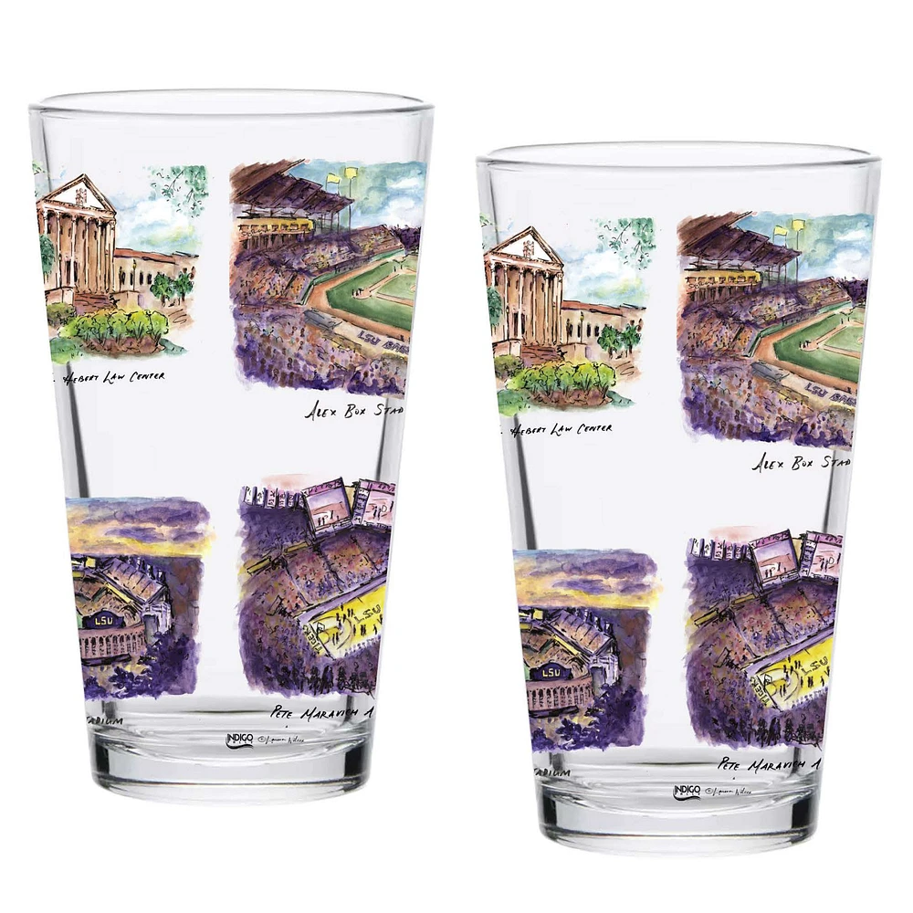 Coffret de 2 pintes de 16 oz des LSU Tigers.  Laura Wilcox University